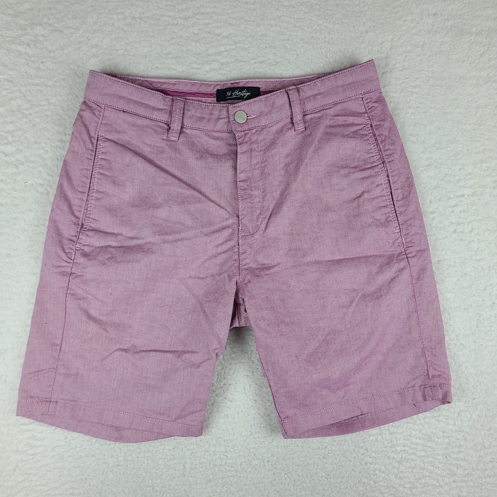 34 Heritage Shorts Mens 35 Purple 9" Inseam Casual Chino Preppy Cotton Linen